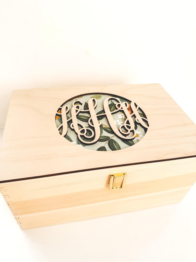 Custom Wooden Name Fabric Keepsake Box - New Baby Gift - image 2