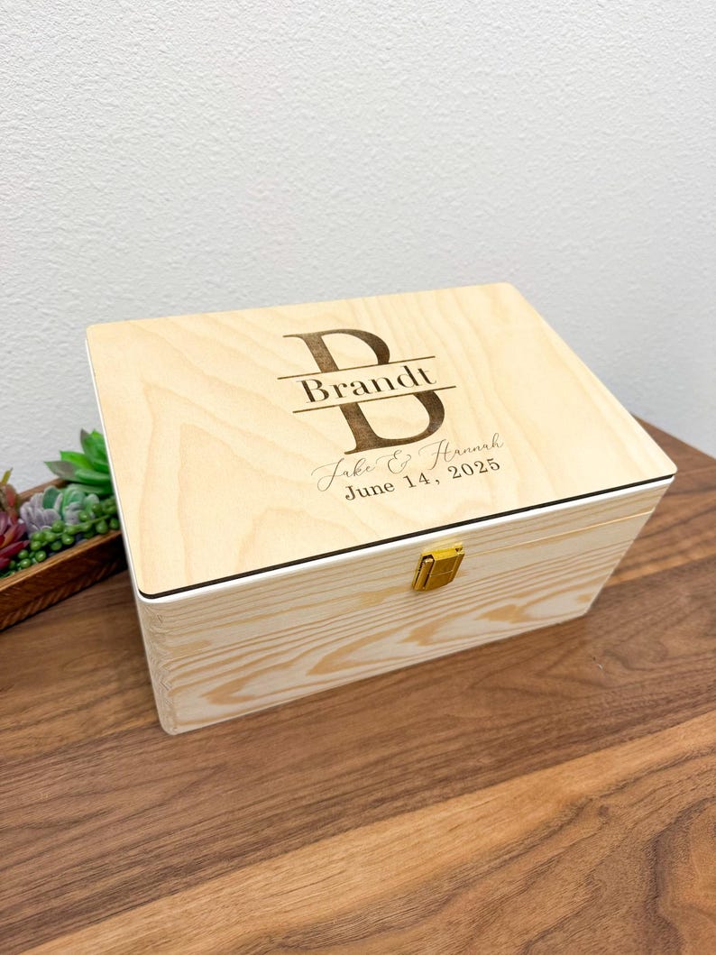 Personalized White Boho Wedding Keepsake Box - Couple Gift - image 2