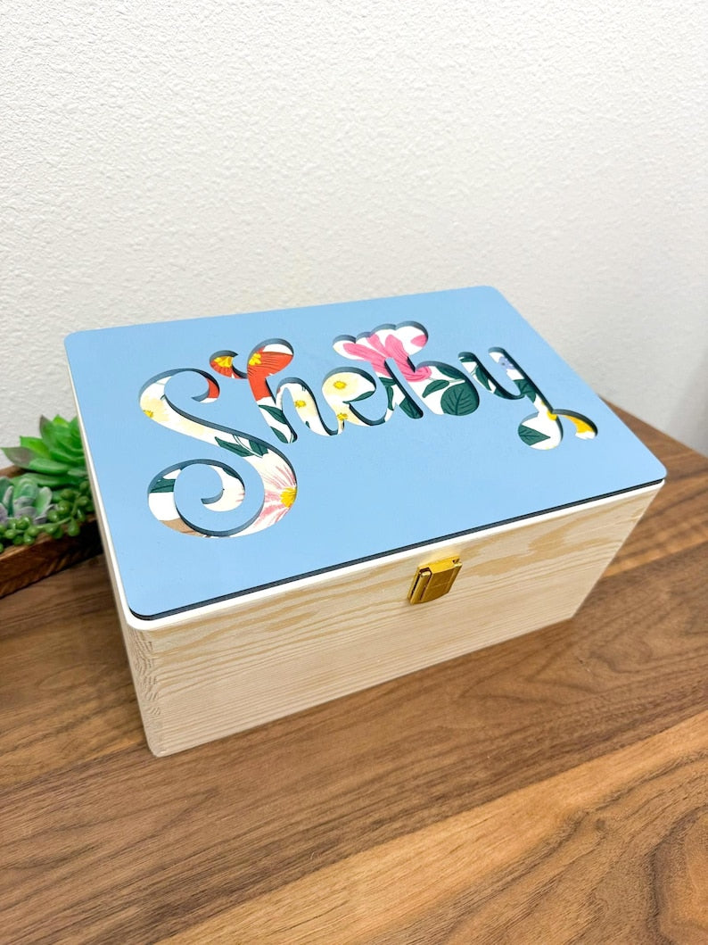 Personalized Baby Keepsake Box - Engraved Wooden Memory Gift - image 3