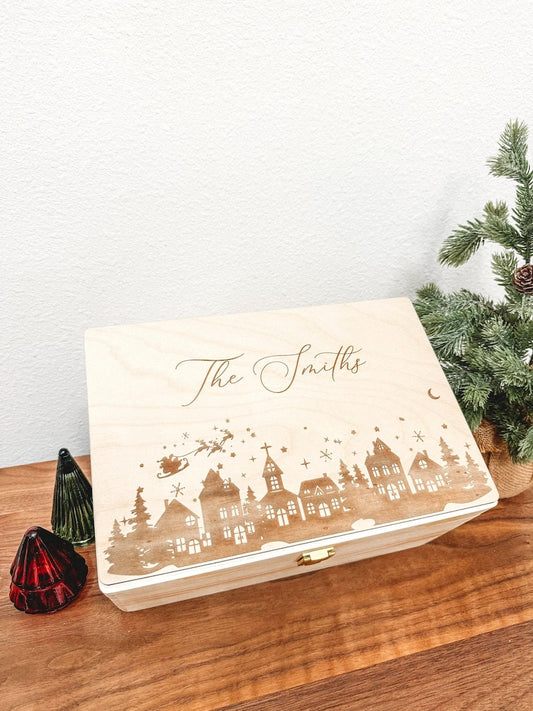 Personalized Christmas Eve Wooden Crate - Santa Gift Box – main product view