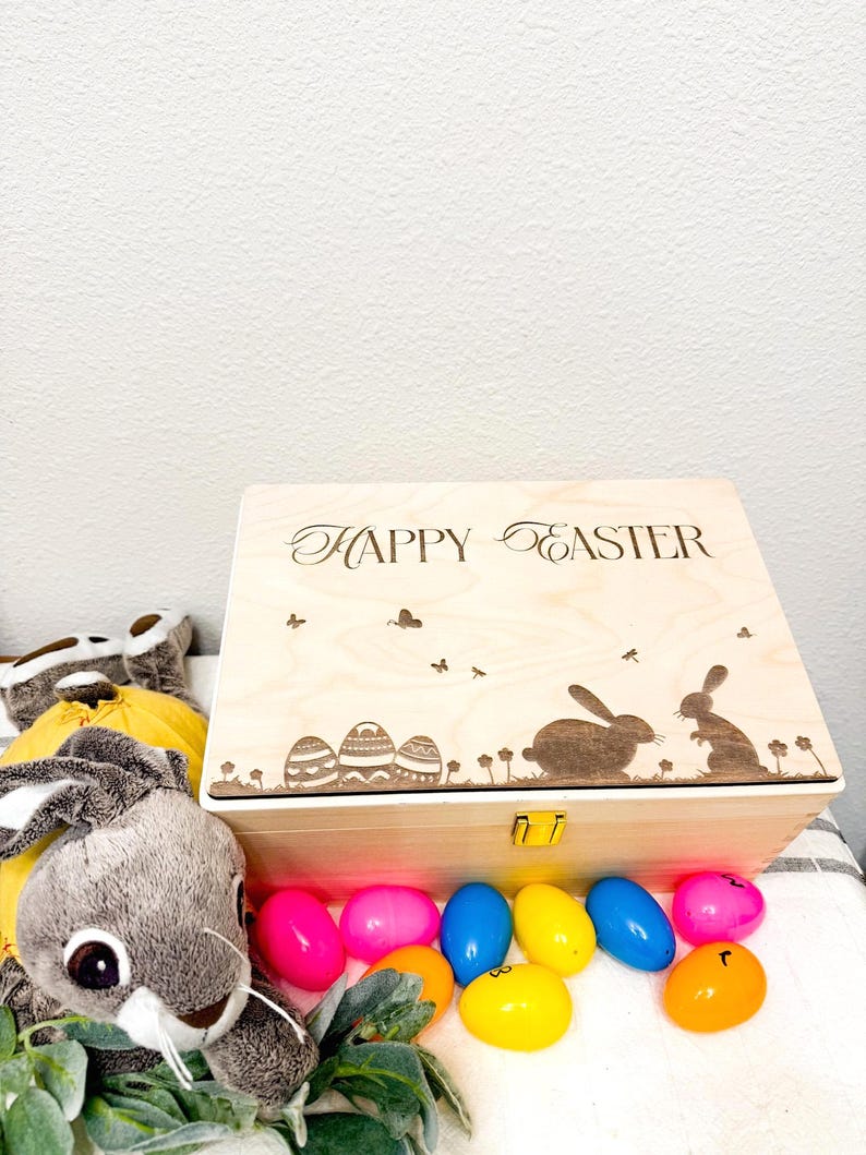 Personalized Easter Wooden Crate - Custom Spring Gift Box - image 2