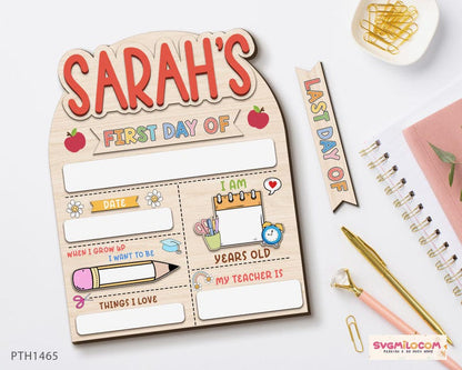 Colorful personalized school photo board for kindergarten milestones