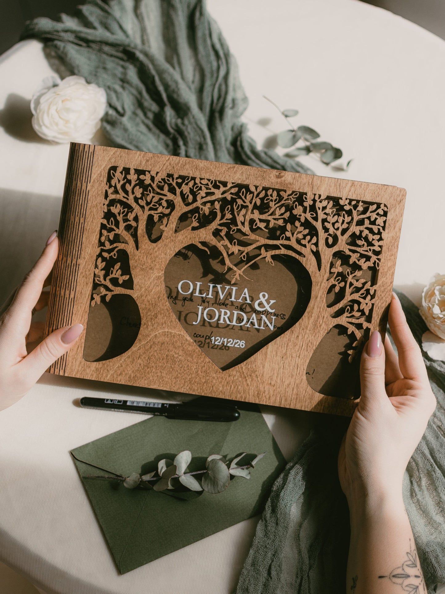 Wedding guest book photo album detail