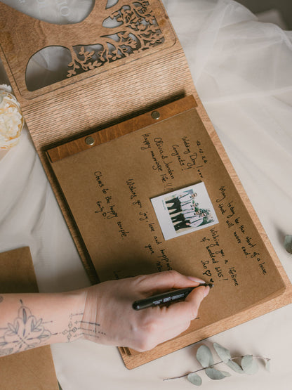 Personalized names and date wooden guestbook