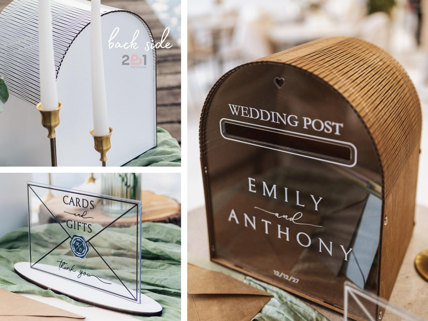 Wedding post box card slot detail