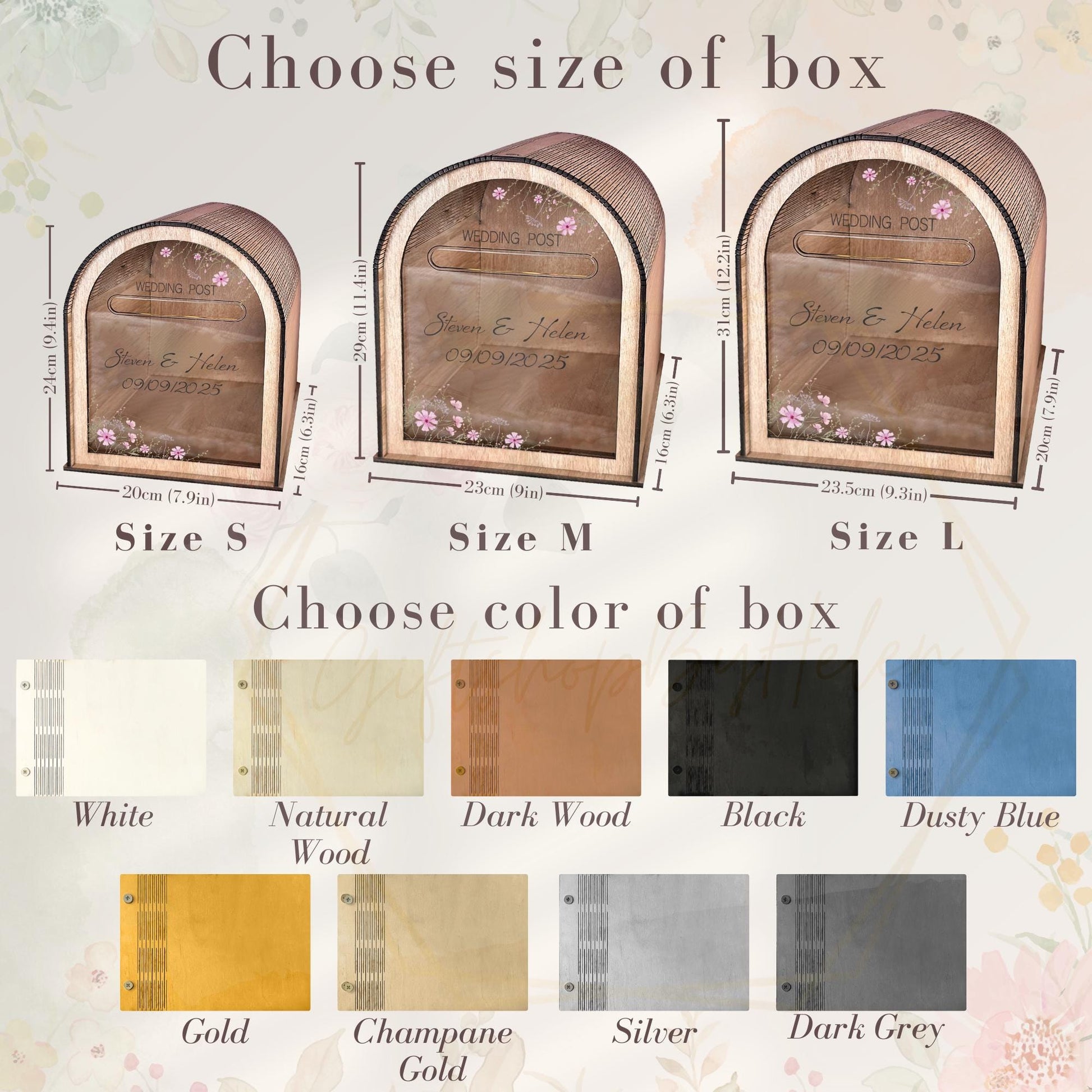 Wedding card box font and design choices