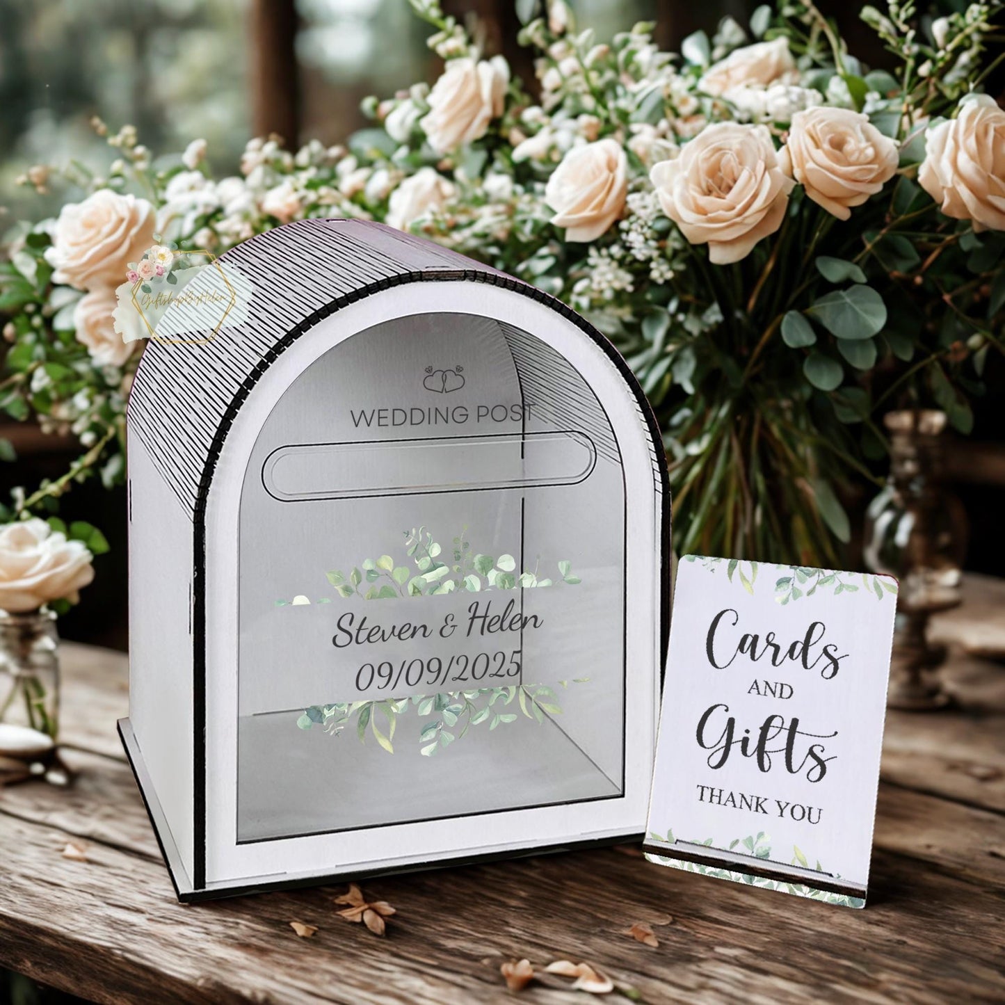 Floral wedding card box size options