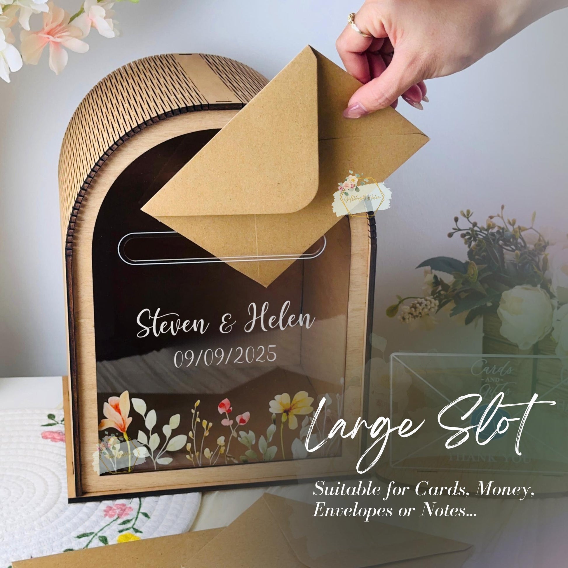 Laser cut rose wedding card box detail