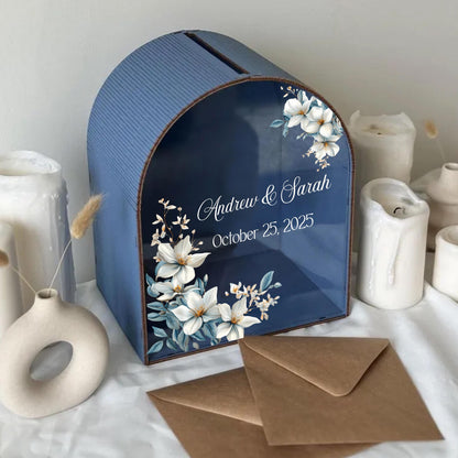 Personalized wooden wedding keepsake box
