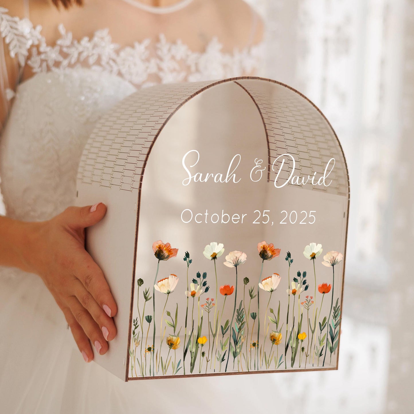 Rustic floral wedding money and card box