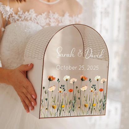 Rustic floral wedding money and card box