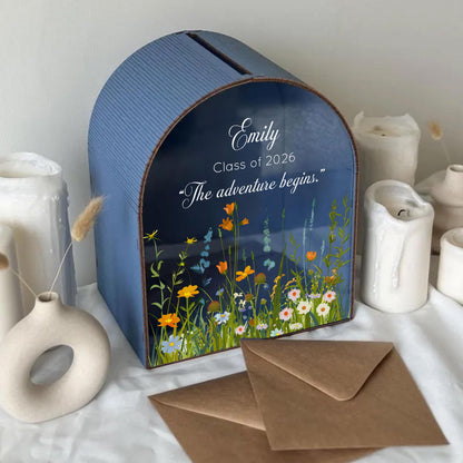 Wildflower graduation party decor and card holder