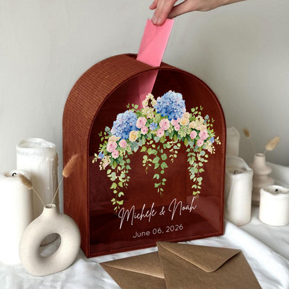 Hydrangea floral wedding keepsake box