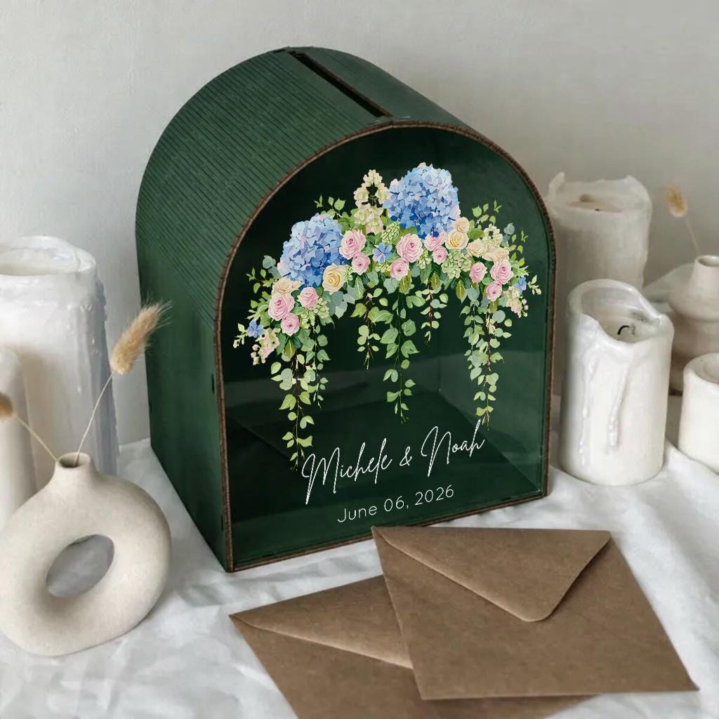 Personalized garden wedding card box detail