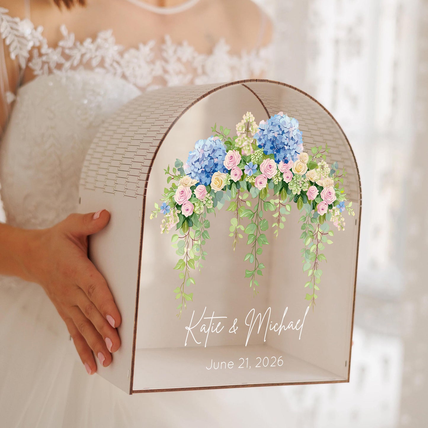 Greenery wedding card holder for garden reception