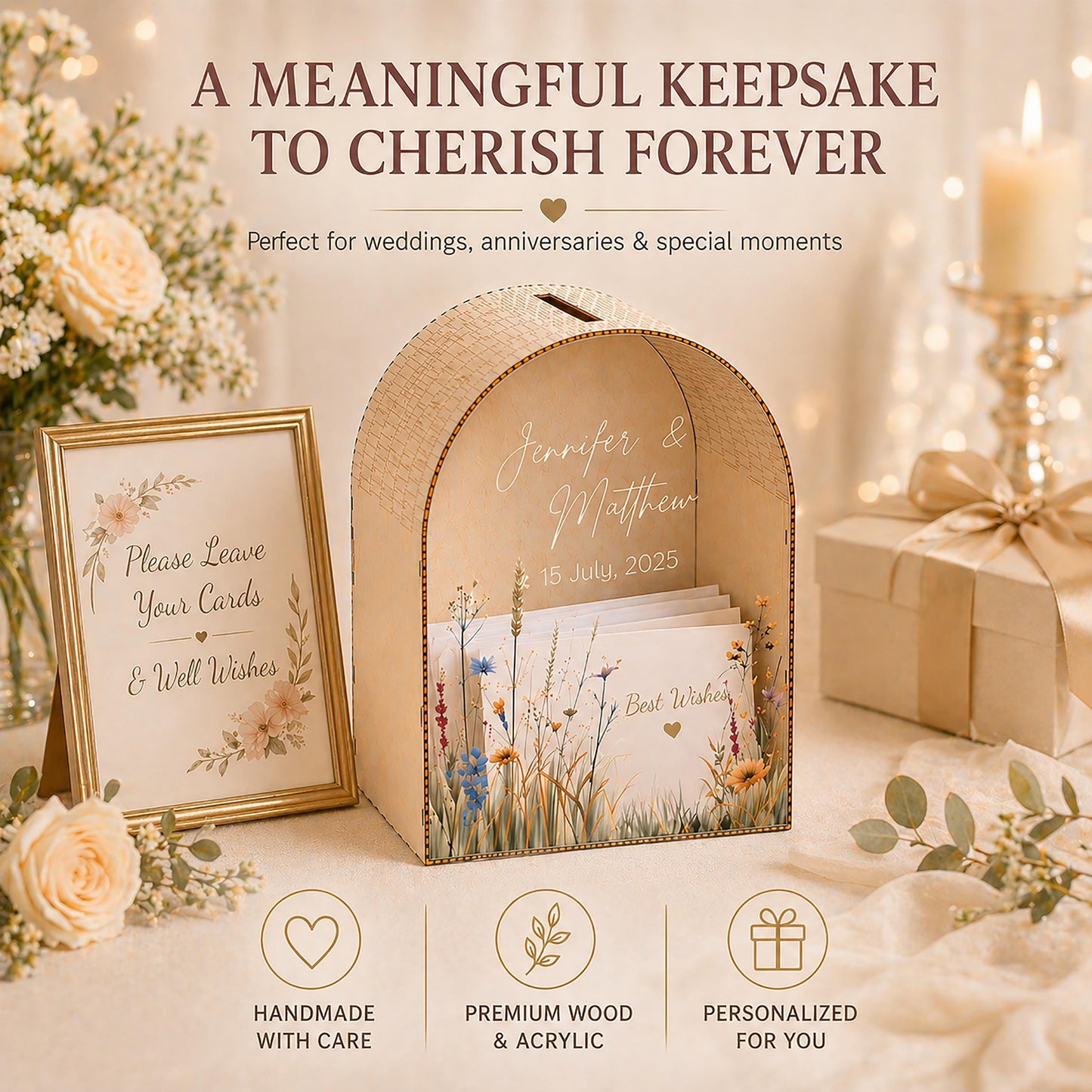 Clear acrylic front wedding card box