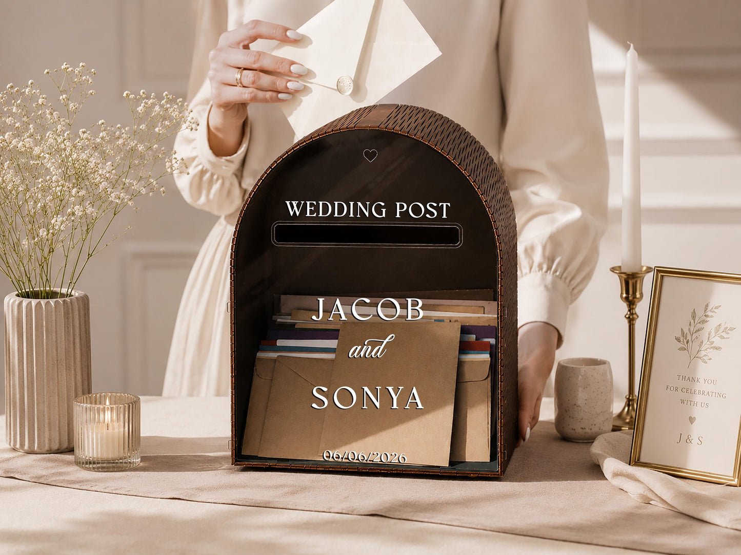 Personalized wedding post box color options