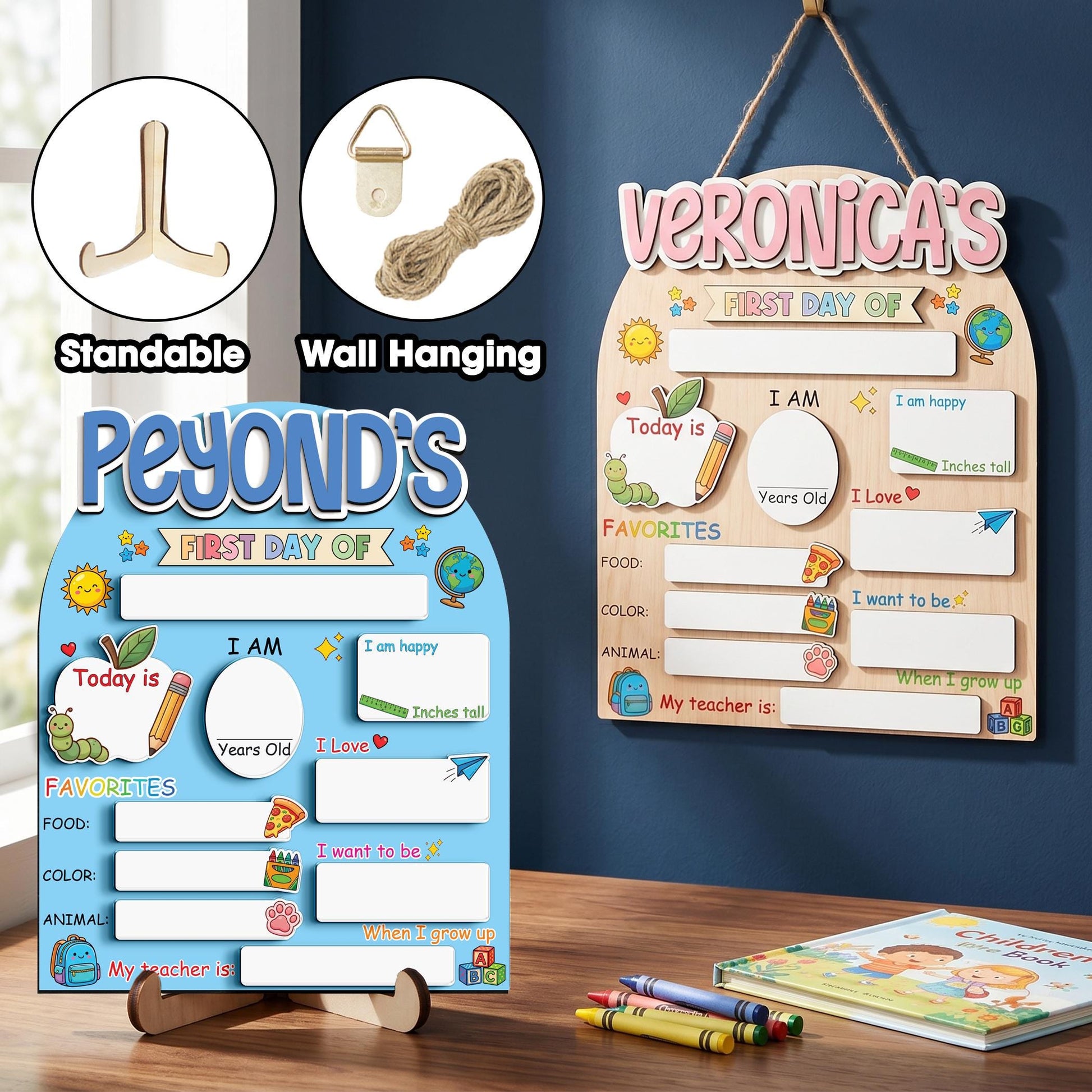 Wooden back to school sign with stand
