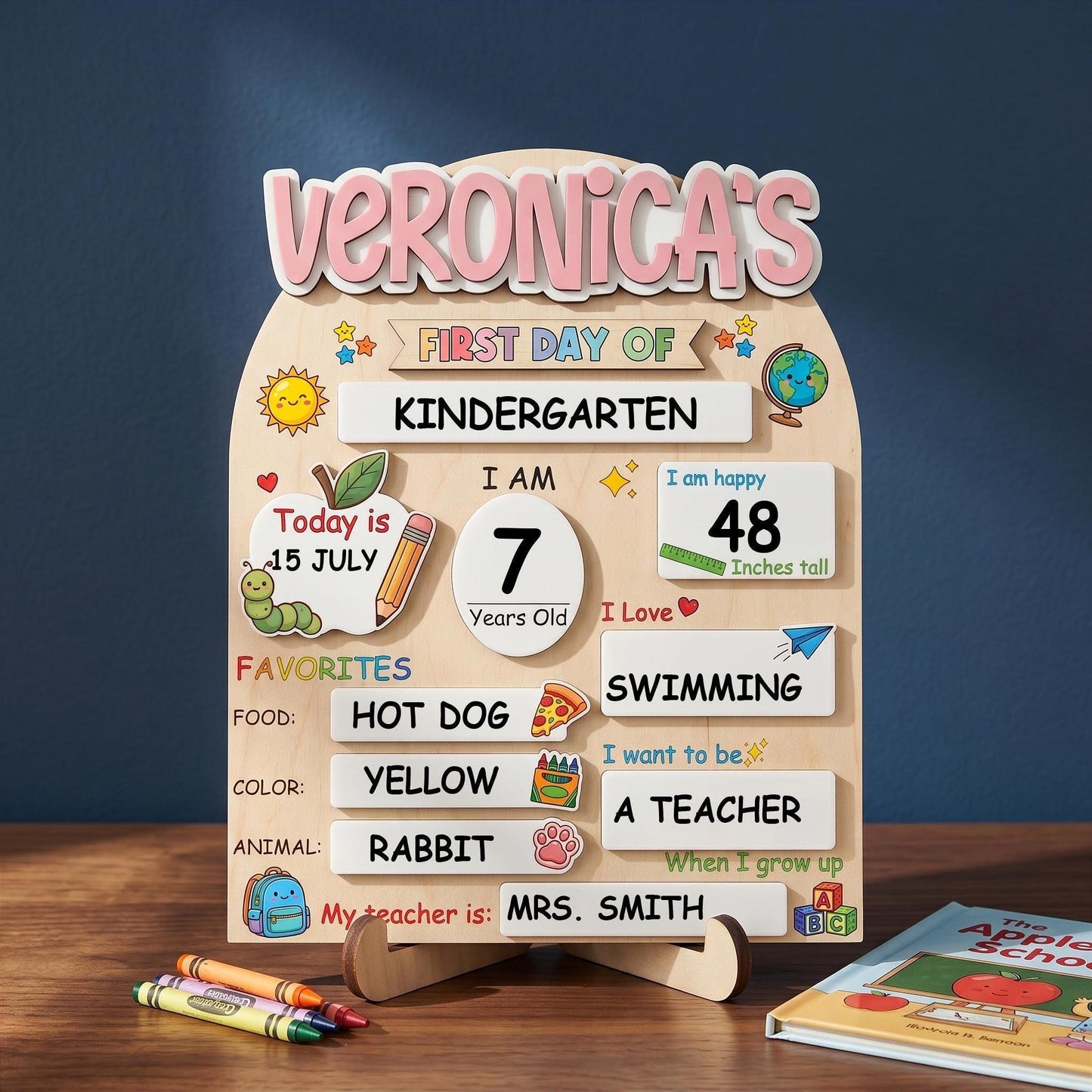 Personalized first day of school sign for kids