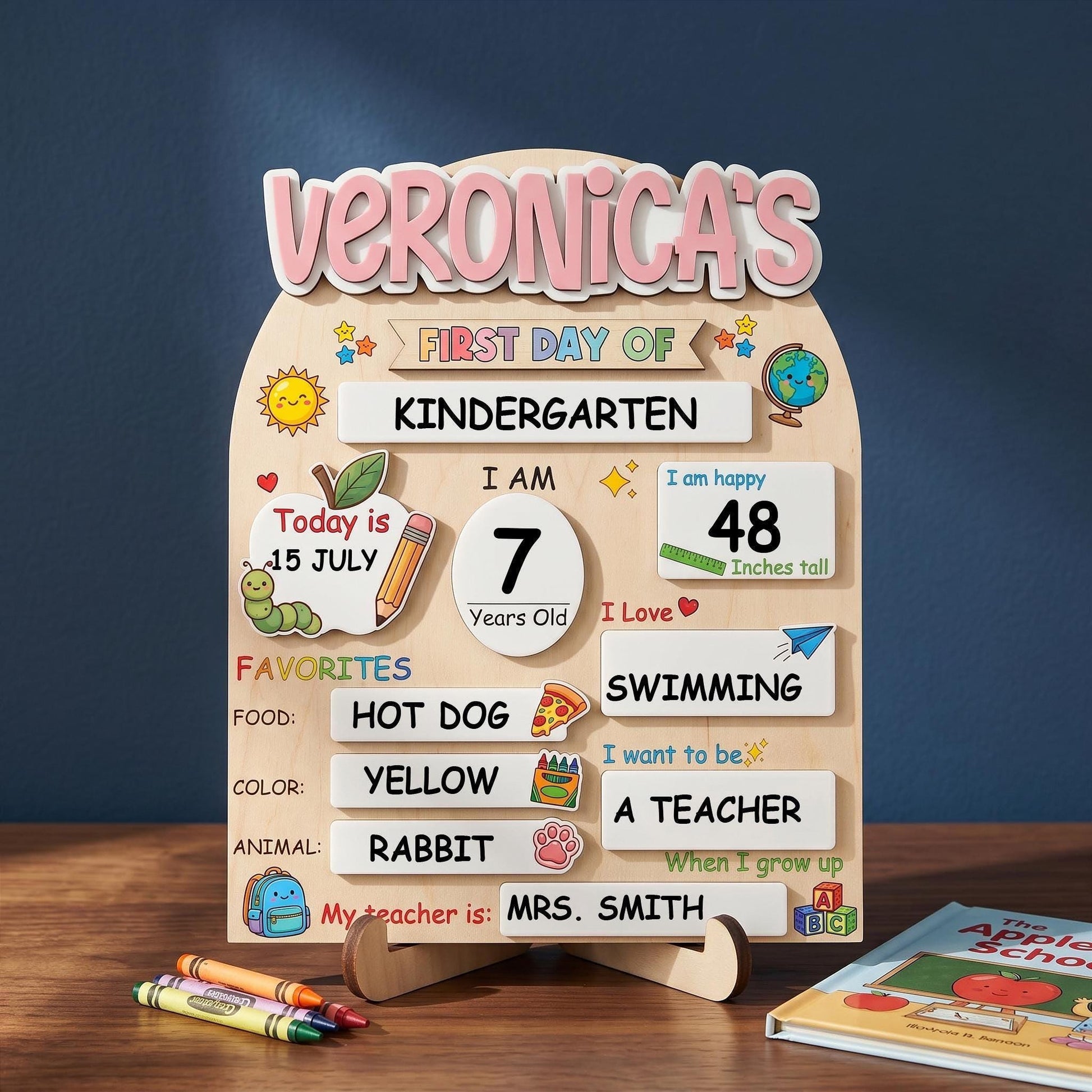 Personalized first day of school sign for kids