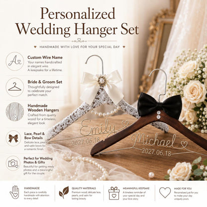 Personalized Bridal Hanger with Wire Name – personalization and design detail