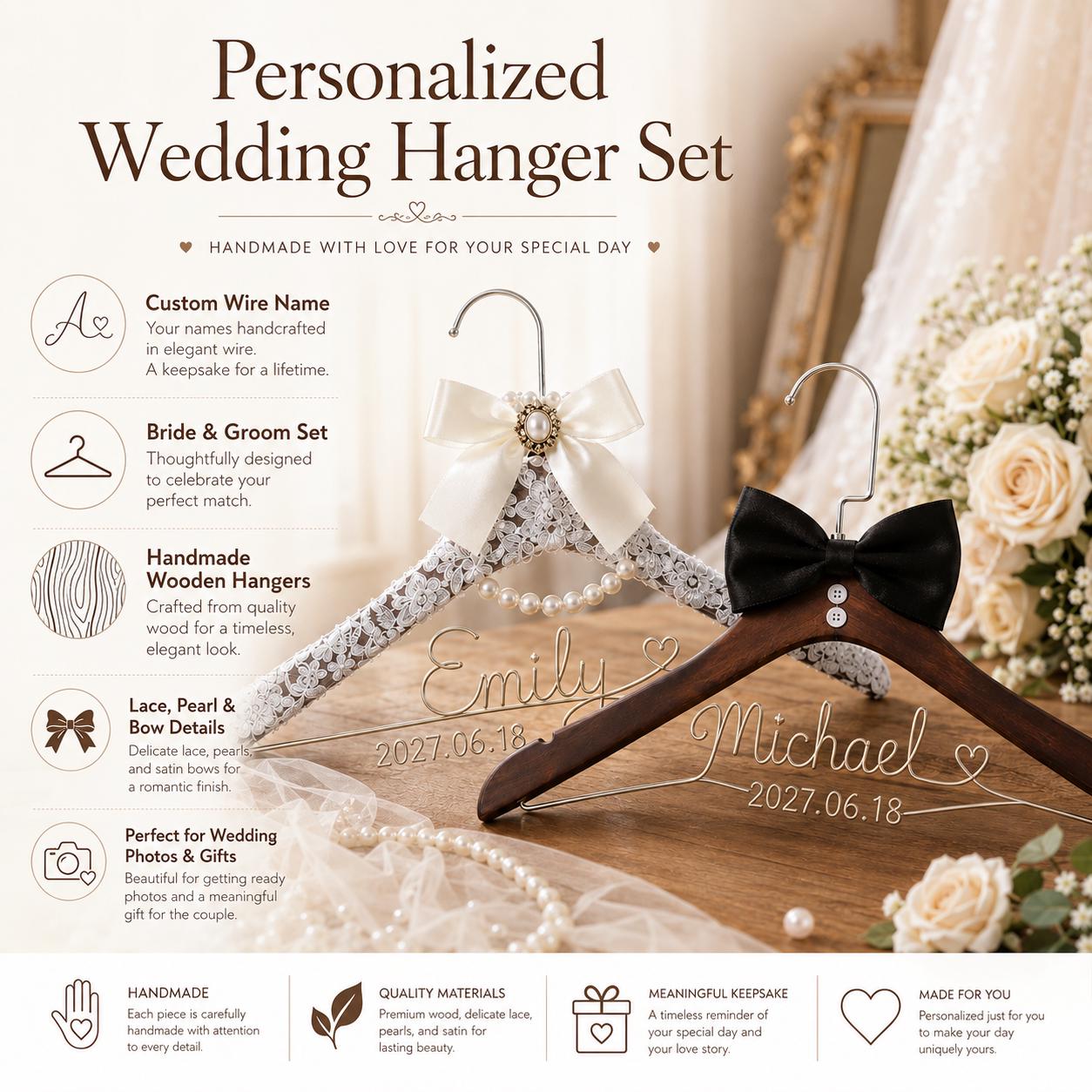 Personalized Bridal Hanger with Wire Name - BOYOGO custom hanger