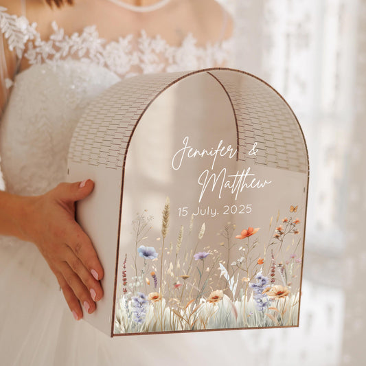 Personalized Boho Wedding Card Box – close-up product detail