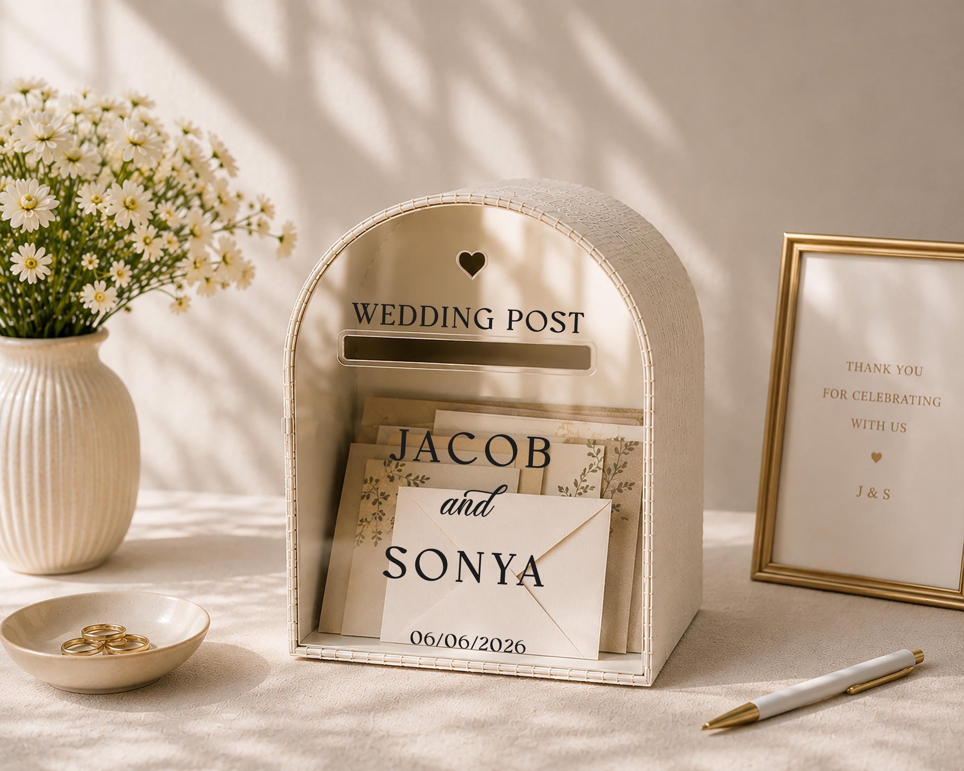 Arched wedding mailbox card holder for reception