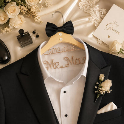 Personalized Bridal Hanger with Wire Name – close-up product detail