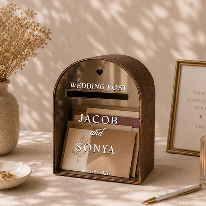 Wood and acrylic wedding mailbox card box