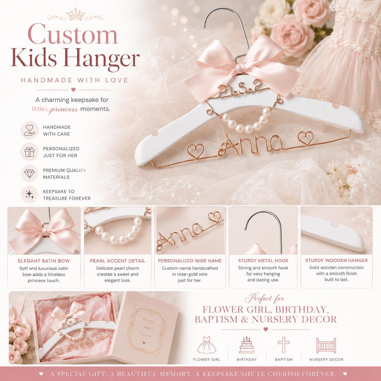 Personalized Bridal Hanger with Wire Name - BOYOGO personalized gift