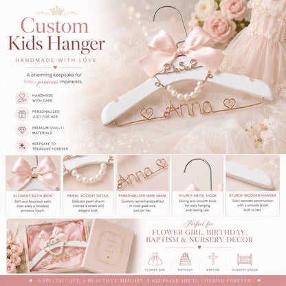 Personalized Bridal Hanger with Wire Name – size and style reference