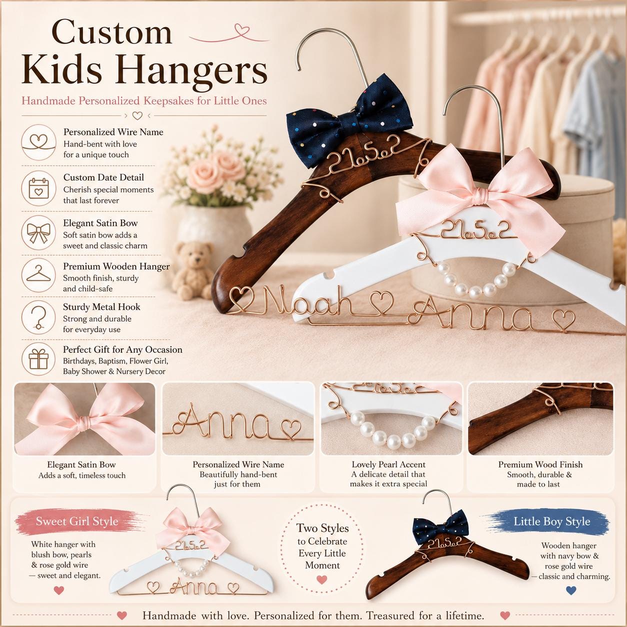 Personalized Bridal Hanger with Wire Name - BOYOGO personalized gift