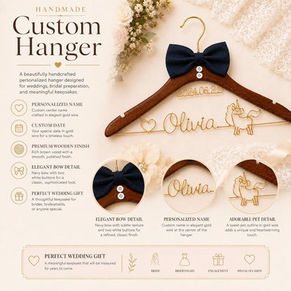 Personalized Bridal Hanger with Wire Name – personalization and design detail