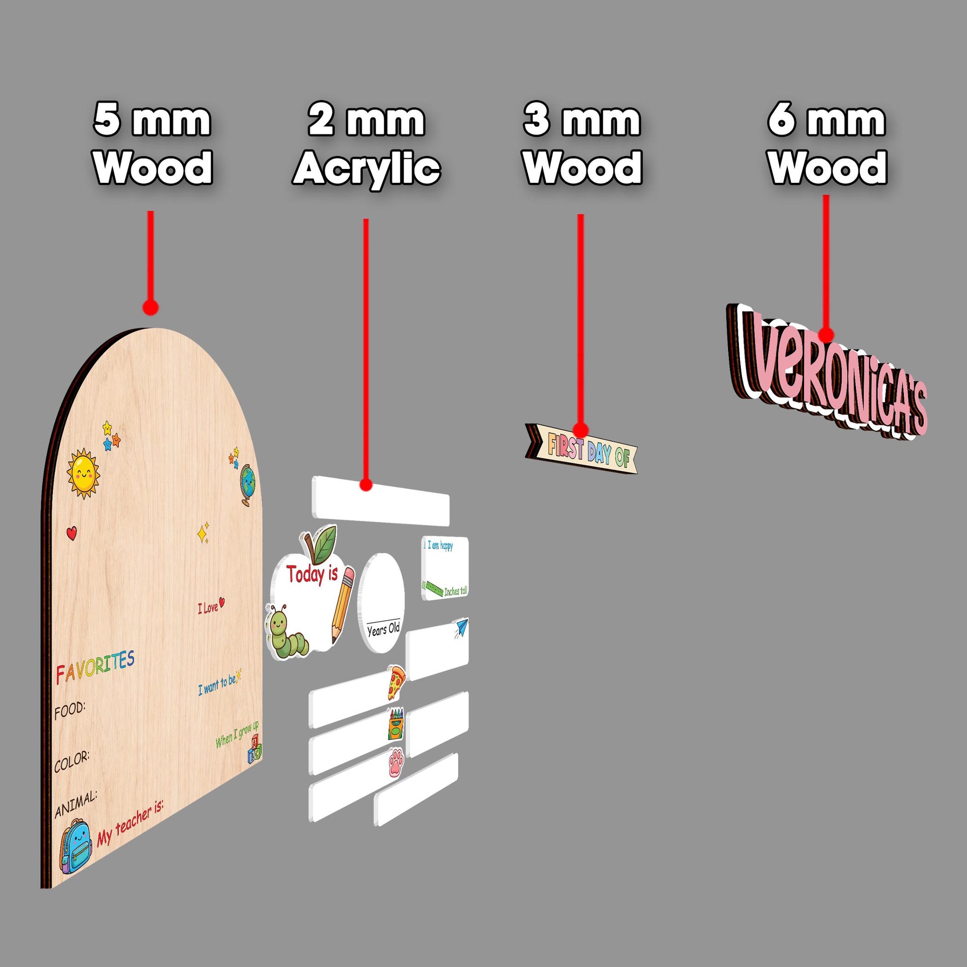 Personalized student name tags and school sign