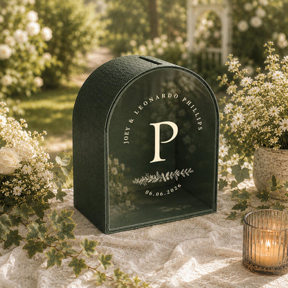 Jewel toned personalized wedding card box