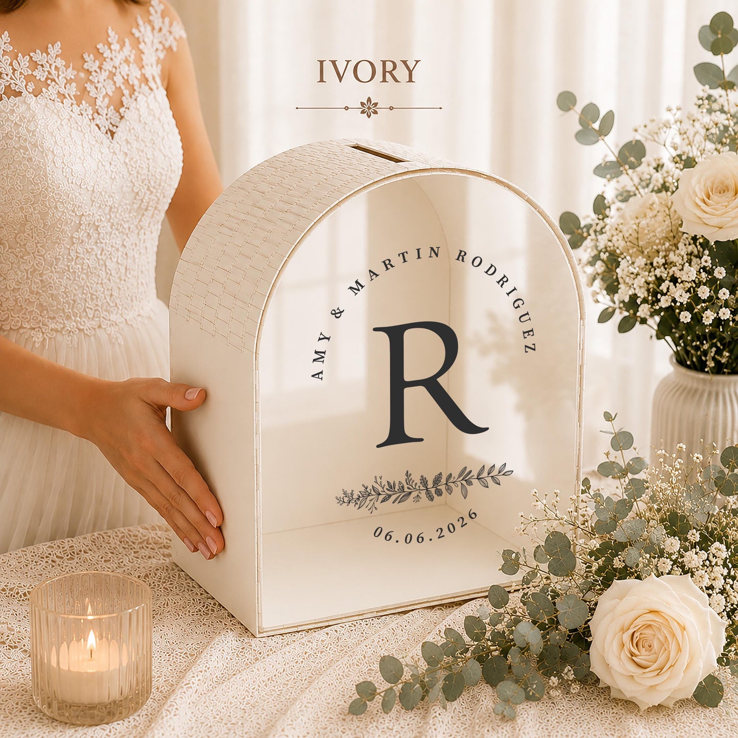 Custom initial names and date wedding keepsake