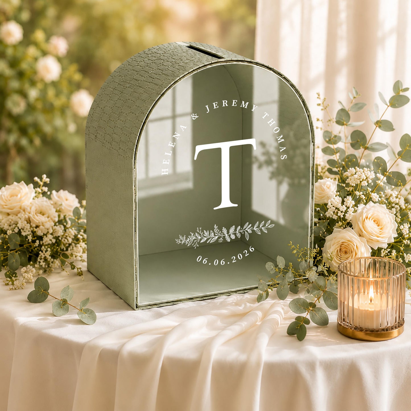 Burgundy wedding reception card holder
