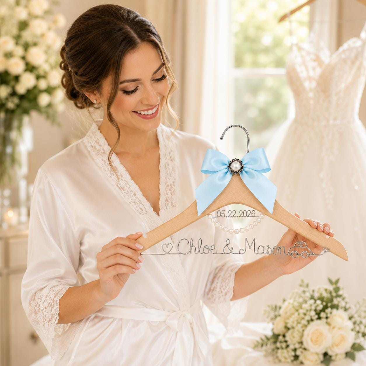 Personalized Bridal Hanger with Wire Name - BOYOGO personalized gift