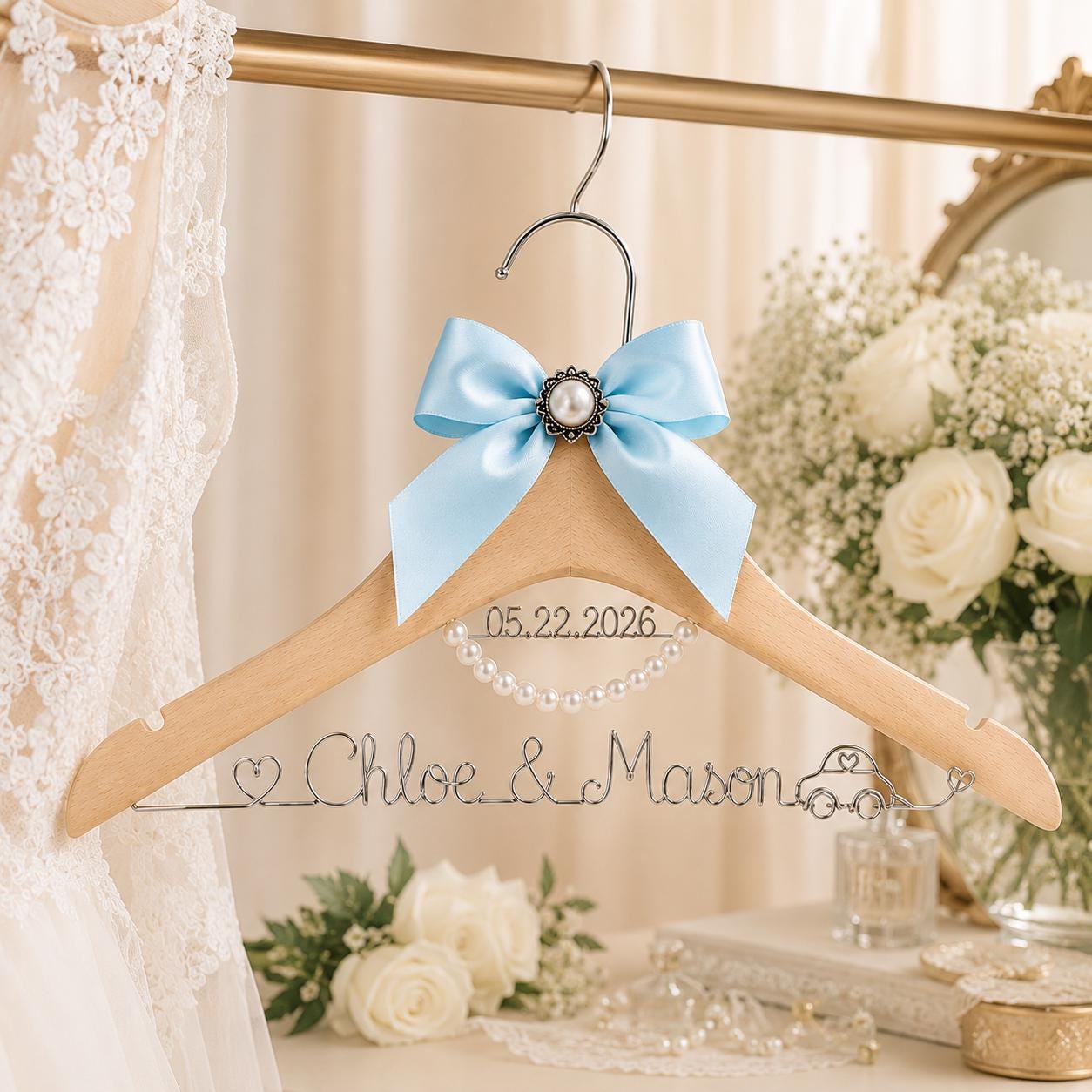 Personalized Bridal Hanger with Wire Name - BOYOGO personalized gift