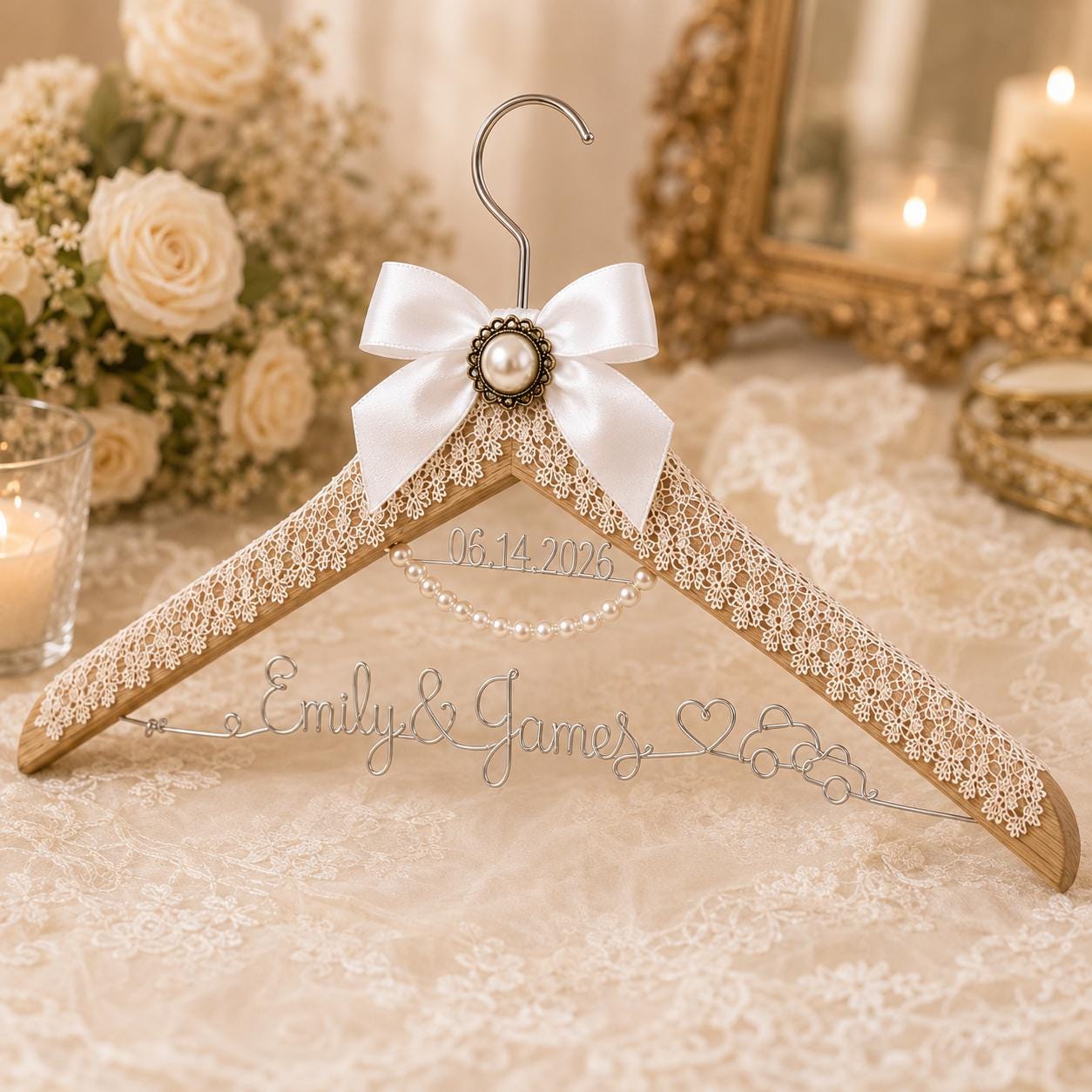 Personalized Bridal Hanger with Wire Name - BOYOGO personalized gift