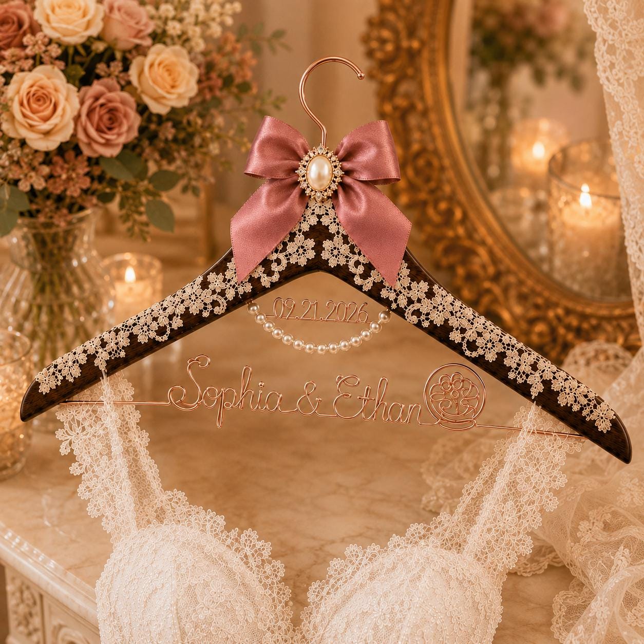 Personalized Bridal Hanger with Wire Name - BOYOGO personalized gift