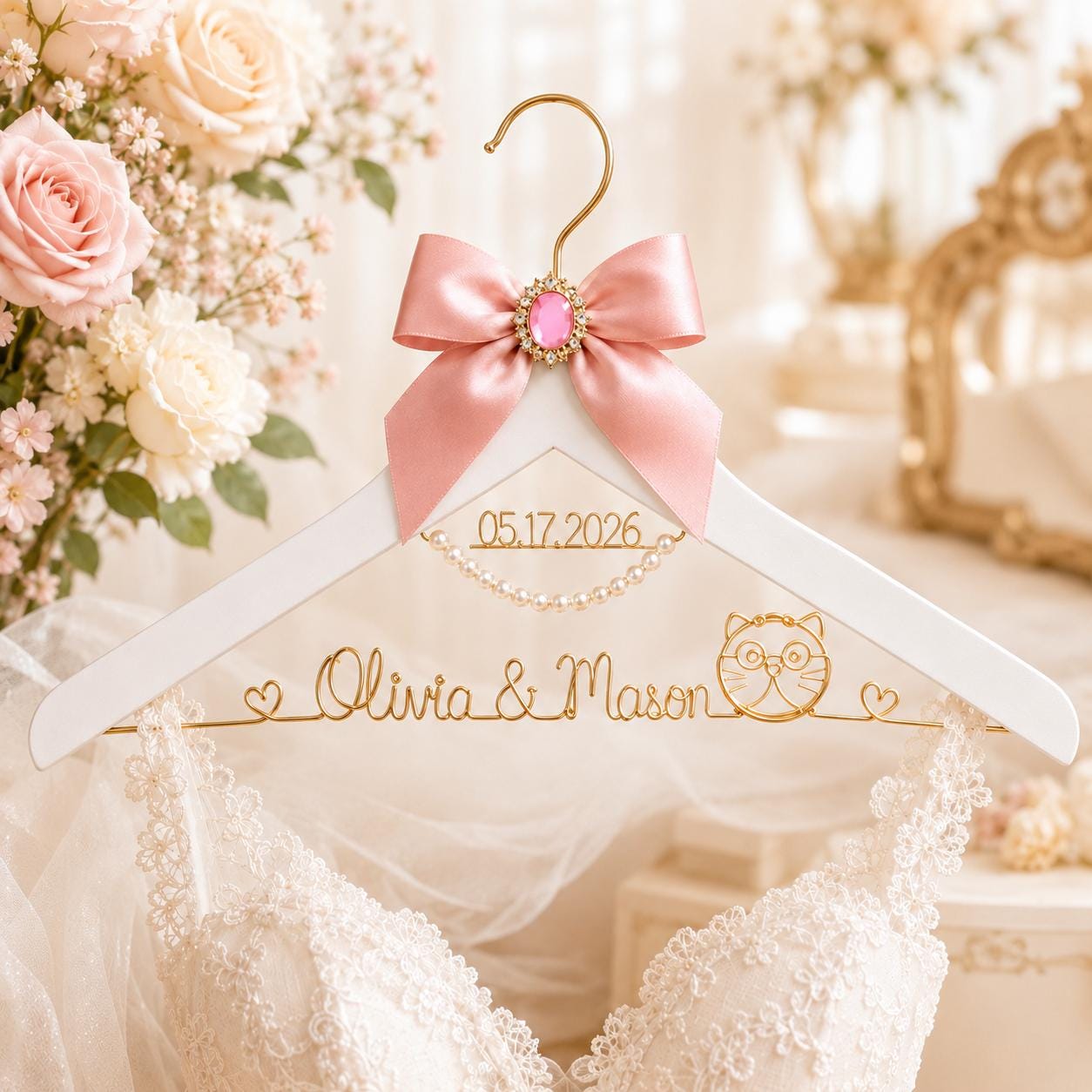 Personalized Bridal Hanger with Wire Name - BOYOGO personalized gift main image