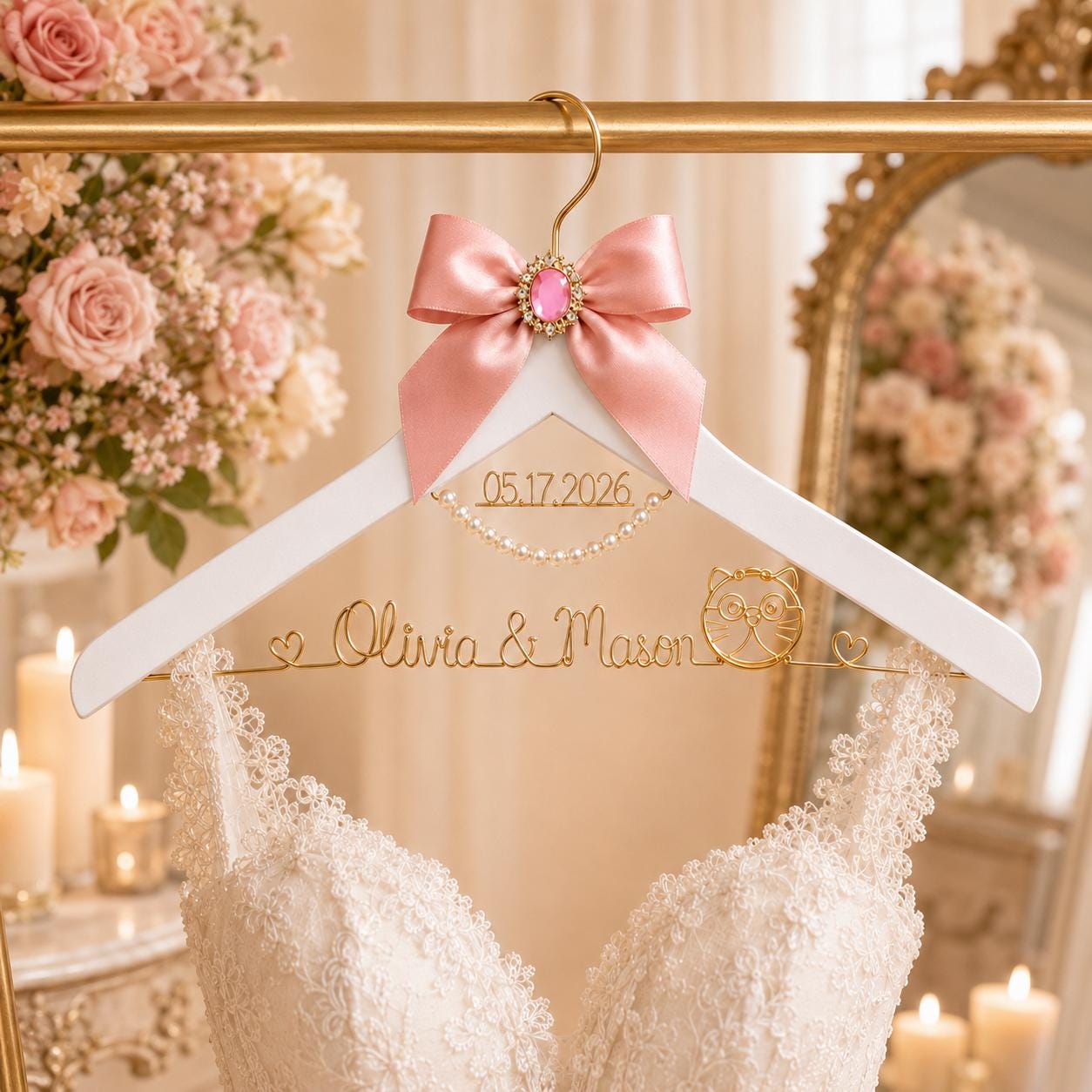 Personalized Bridal Hanger with Wire Name - BOYOGO personalized gift