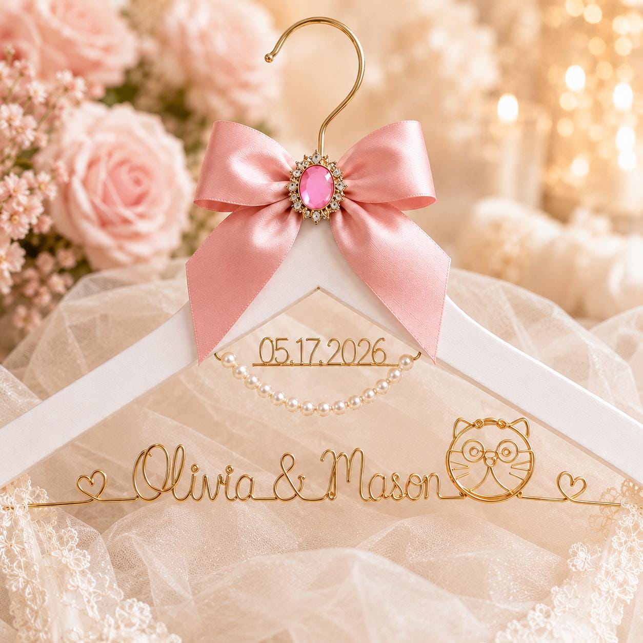 Personalized Bridal Hanger with Wire Name - BOYOGO personalized gift