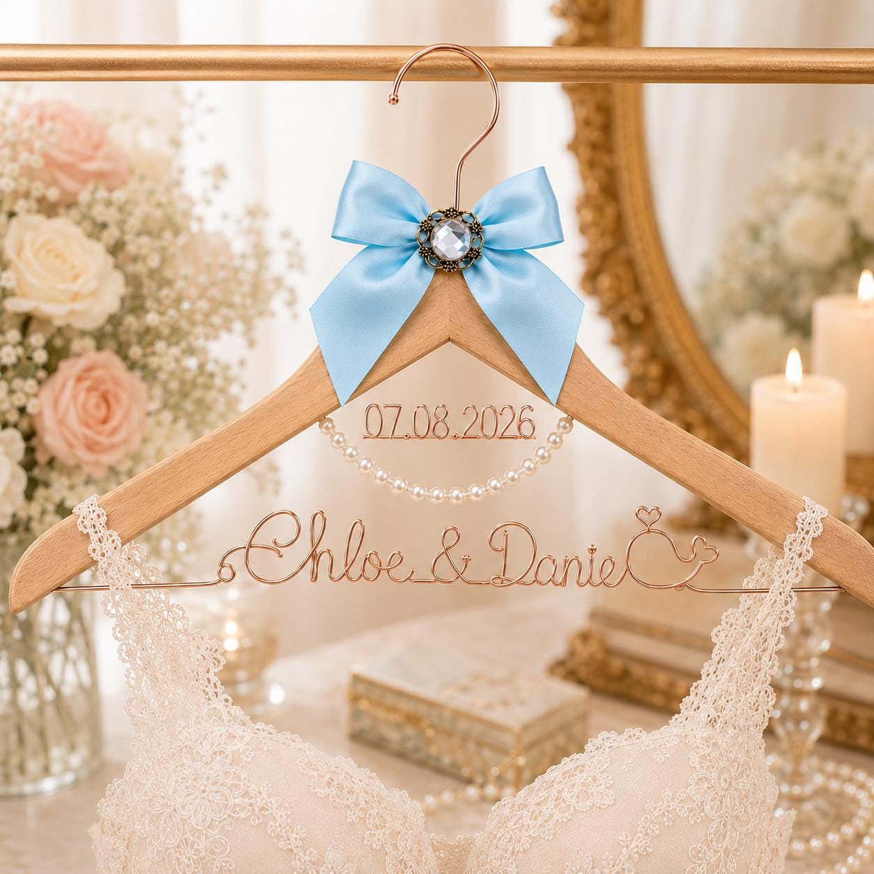 Personalized Bridal Hanger with Wire Name - BOYOGO personalized gift