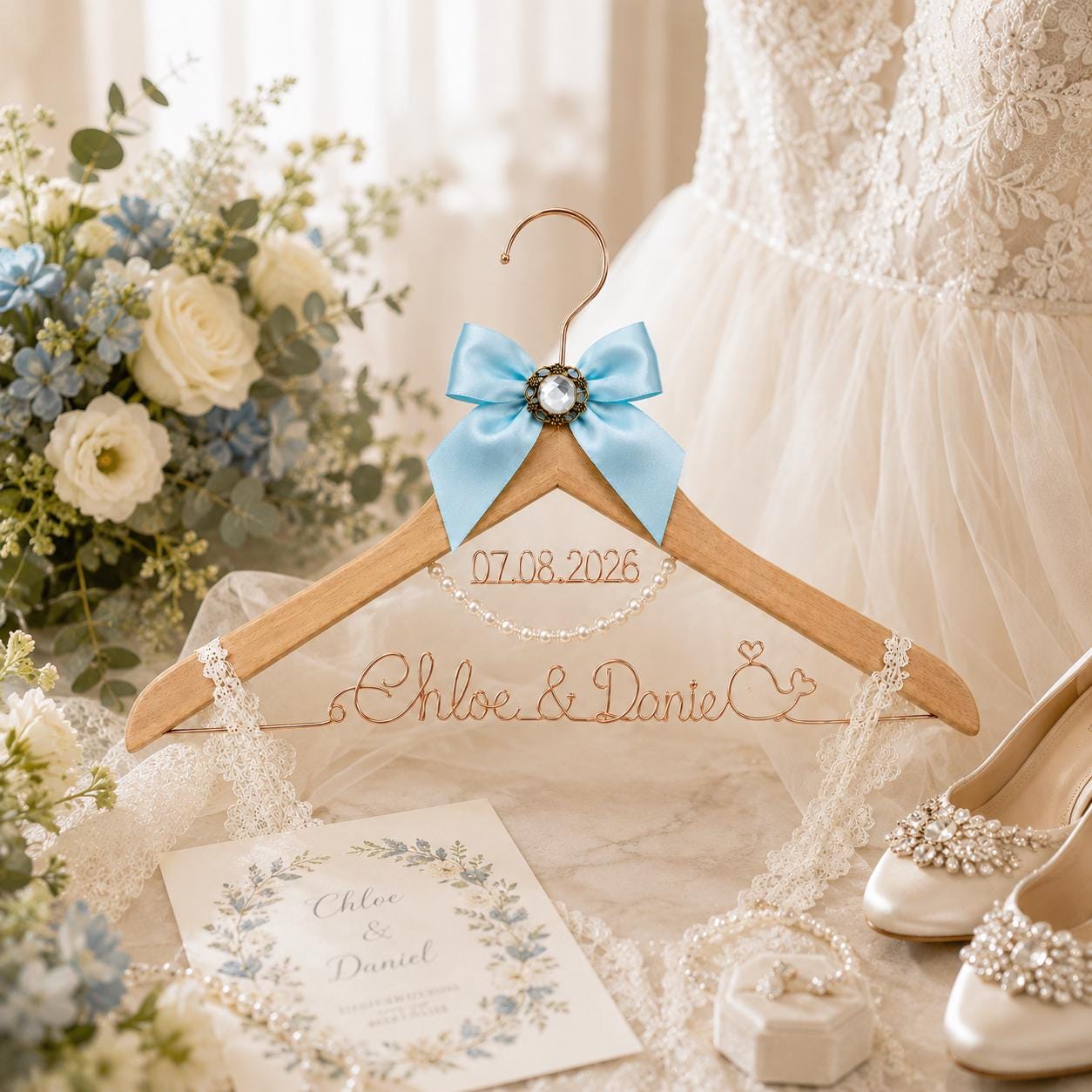 Personalized Bridal Hanger with Wire Name - BOYOGO personalized gift