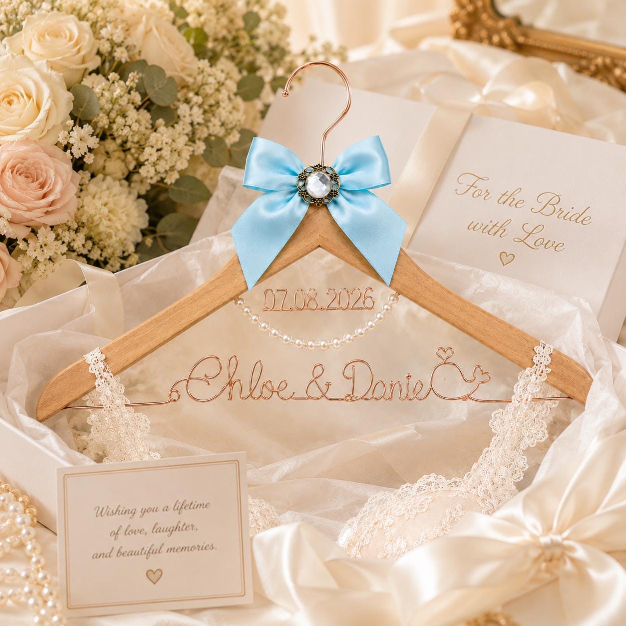 Personalized Bridal Hanger with Wire Name - BOYOGO personalized gift