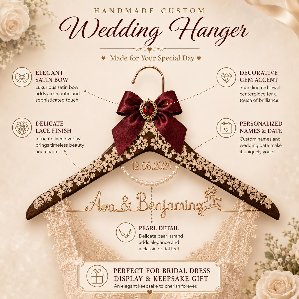 Personalized Bridal Hanger with Wire Name - BOYOGO custom hanger