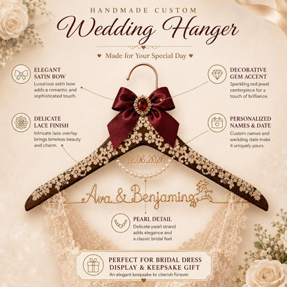 Personalized Bridal Hanger with Wire Name – handmade design detail